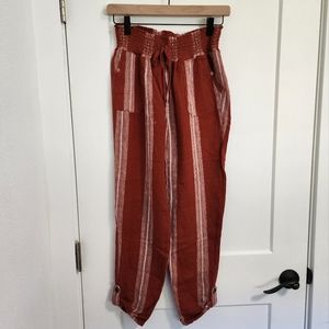 Rewash American Original Linen Blend Boho Rust Striped Pants